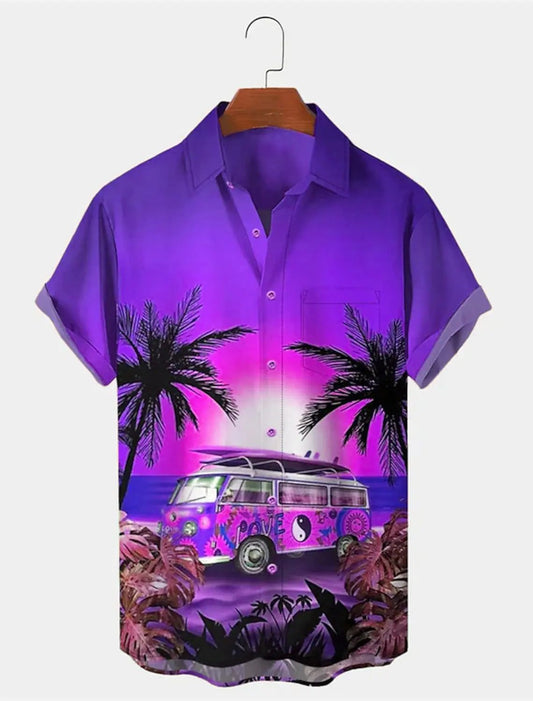 Men's Hawaiian Shirt with Palm Tree Prints