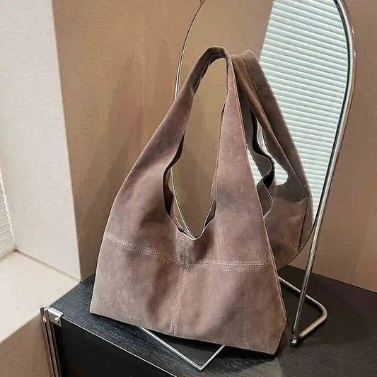 2024 Vintage Brown Faux Suede Shoulder Bag