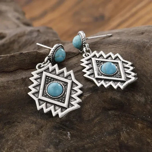 Turquoise Aztec Dangle Earrings for Women