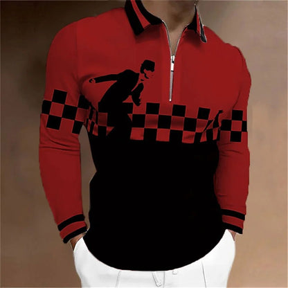 Men's 3D Printed Chess Card Golf Polo