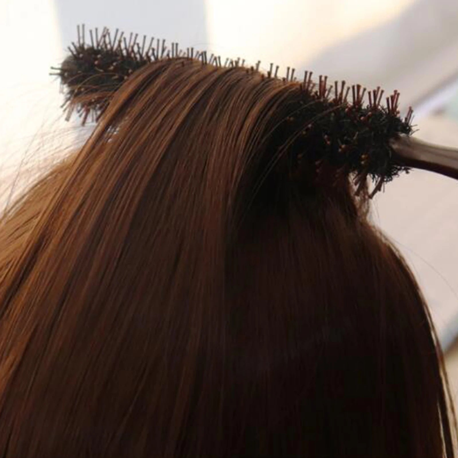 Round Wooden Hair Brush for Volumizing Detangling