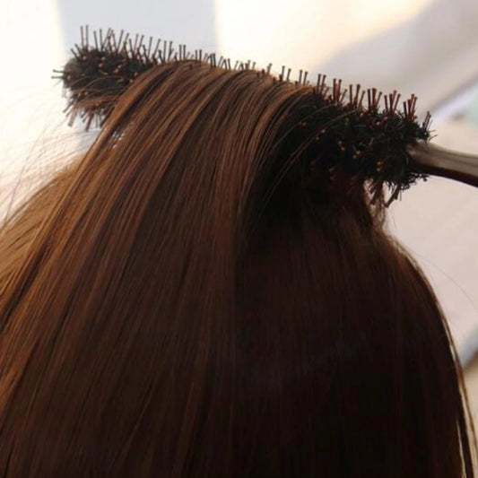 Round Wooden Hair Brush for Volumizing Detangling