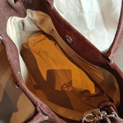 Burgundy Suede Tote Bag for Women