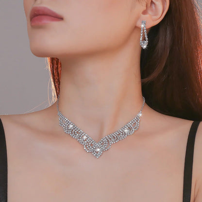Elegant Bridal Crystal Necklace and Earrings Set