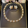 Elegant Pearl Choker Necklace with Zirconia Grapes