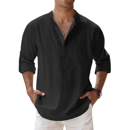 Men's Breathable Linen Long Sleeve Casual Shirt
