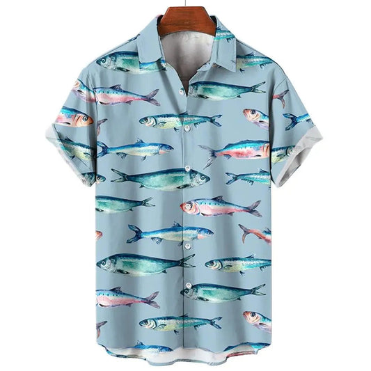 Stylish 3D Fish Print Hawaiian Shirts