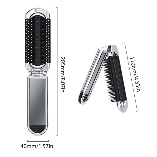 Portable Mini Hair Brush with Mirror