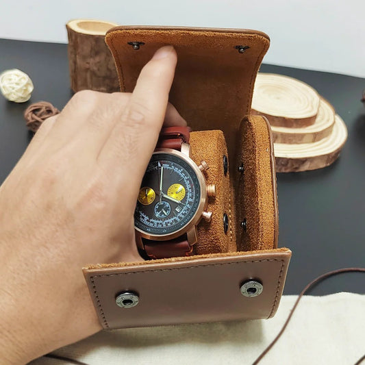 Custom Leather Watch Travel Case Organizer