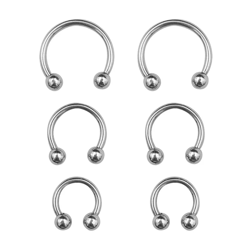 6PCS Stainless Steel Horseshoe Fake Nose Rings