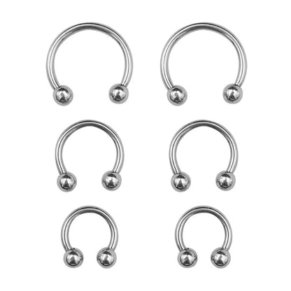 6PCS Stainless Steel Horseshoe Fake Nose Rings