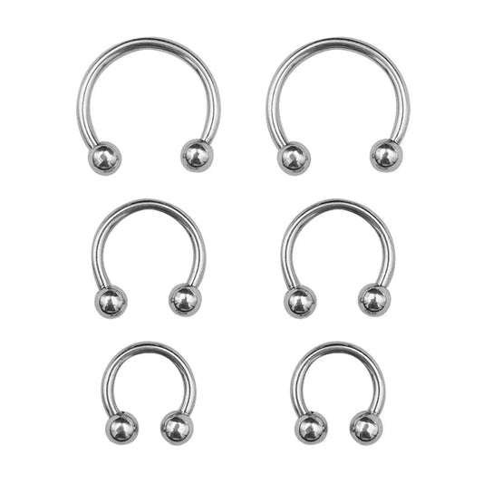 6PCS Stainless Steel Horseshoe Fake Nose Rings