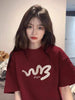 Trendy Wine Red Cotton T-Shirts for Women