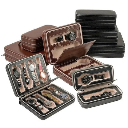Portable Travel Watch Case with Zipper Storage