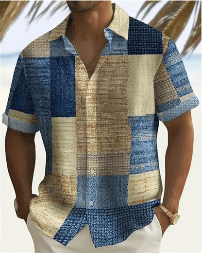 2024 Men's Color Block Hawaiian Beach Shirt