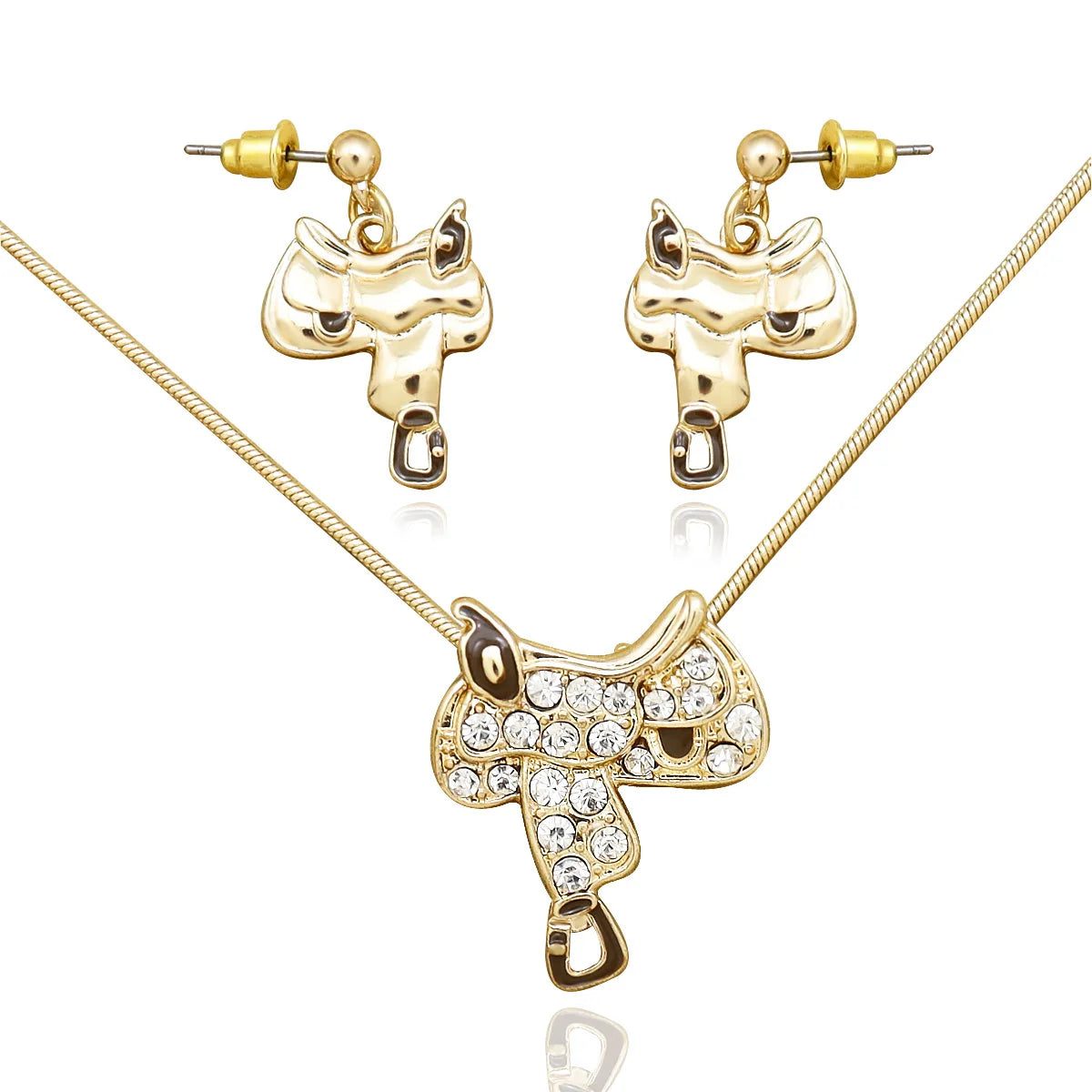 Western Cowgirl Hat Necklace Earring Jewelry Set