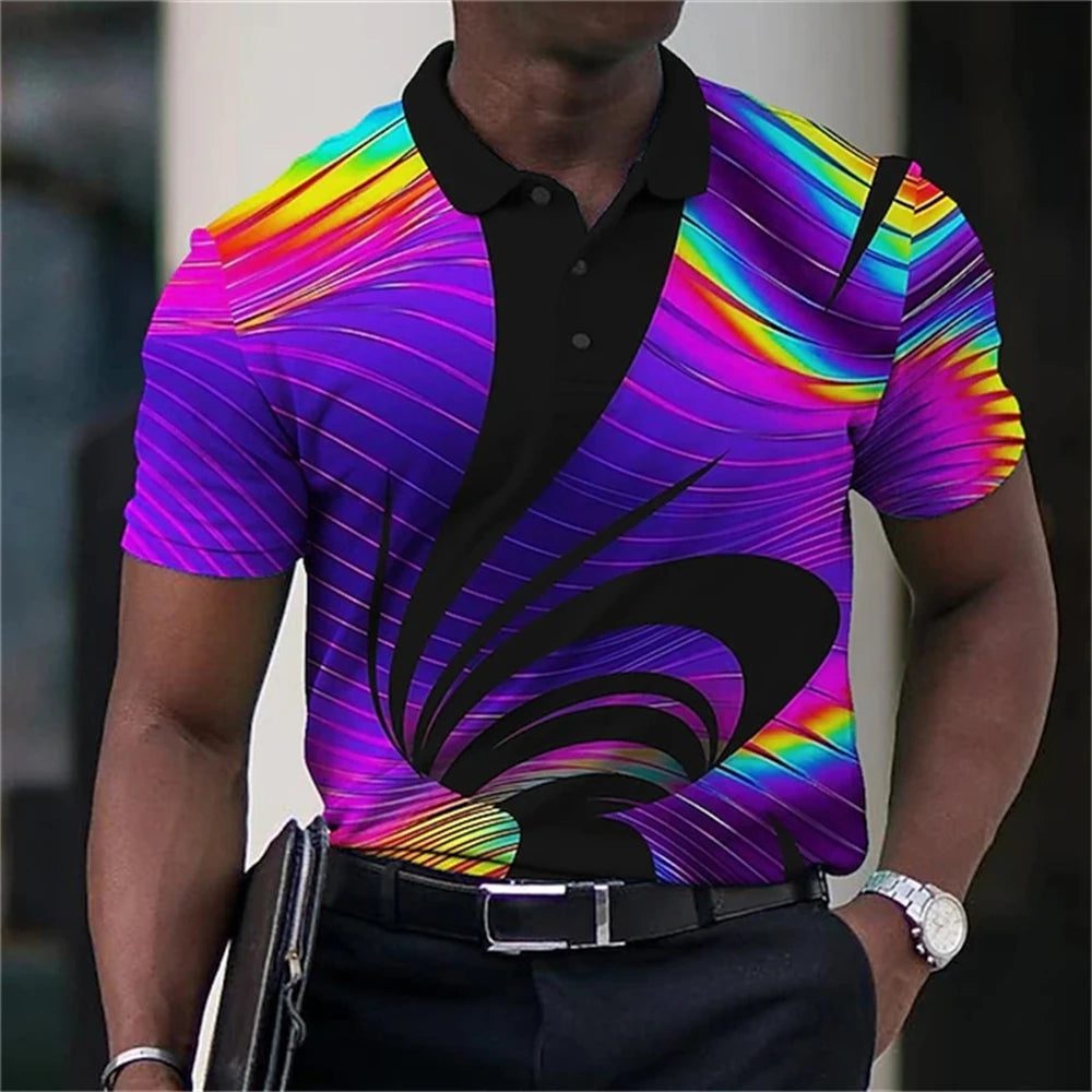Men's 3D Print Golf Polo Shirt