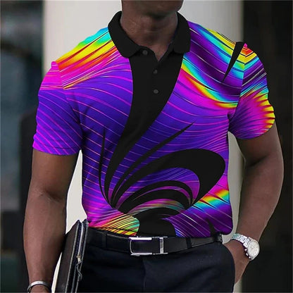 Men's 3D Print Golf Polo Shirt