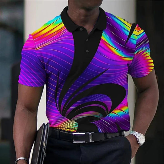 Men's 3D Print Golf Polo Shirt
