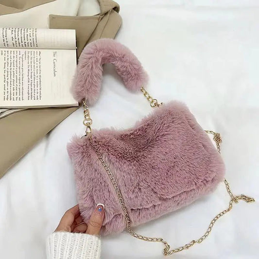 Winter Plush Crossbody Tote Bag for Women