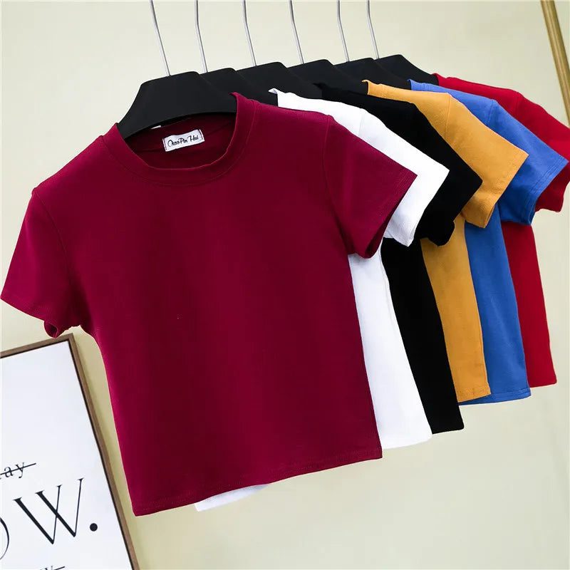 Trendy Cropped Cotton T-Shirts for Women