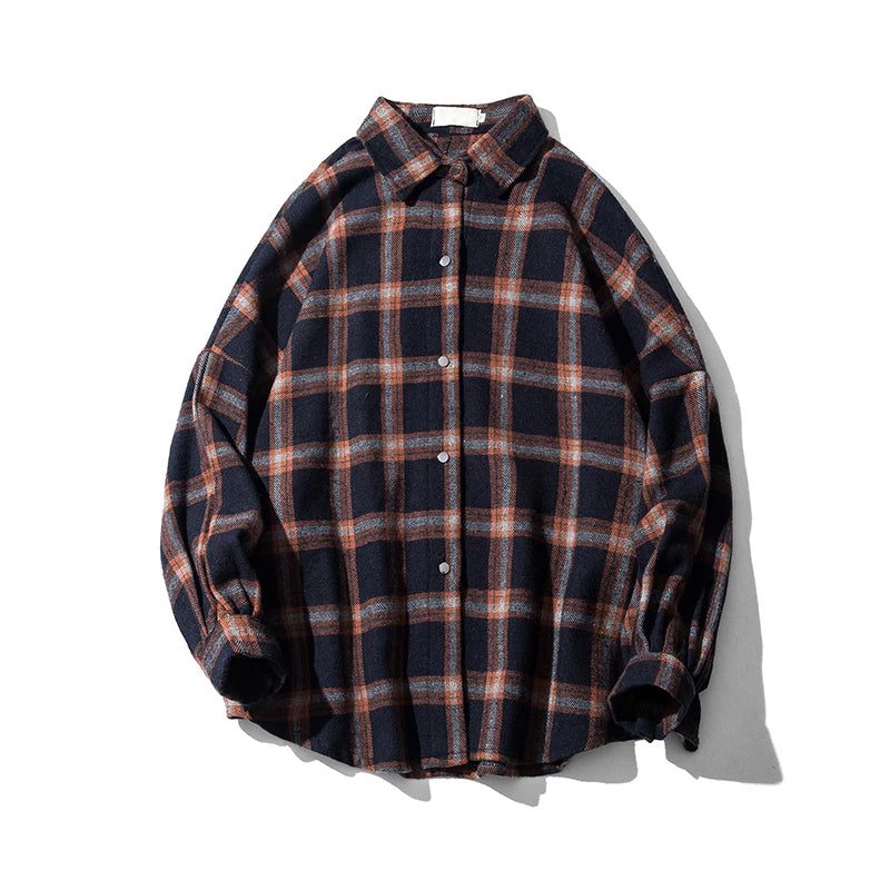 2023 Vintage Oversized Plaid Flannel Shirt