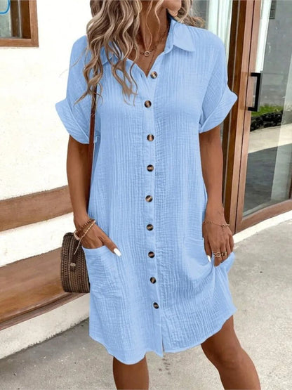 Elegant Summer Short Sleeve Women Dress Shirts