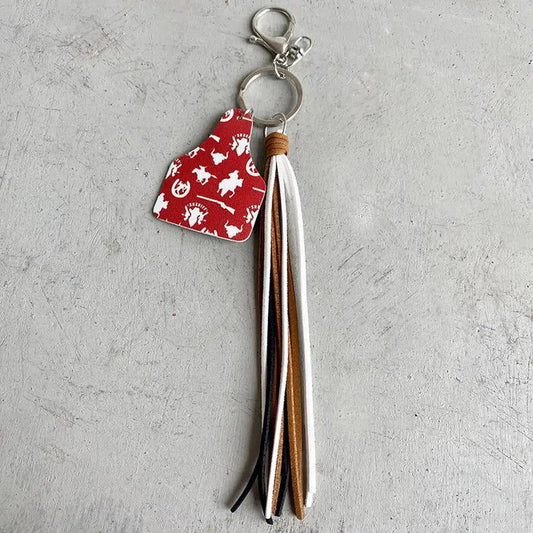 Cow Print Keychain Western Farm Animal Jewelry