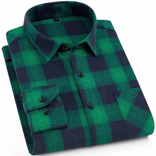 Men's Slim-Fit Flannel Plaid Shirt - Comfortable
