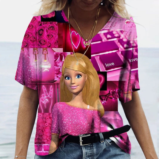 Classic Pink V-Neck T-Shirt for Women