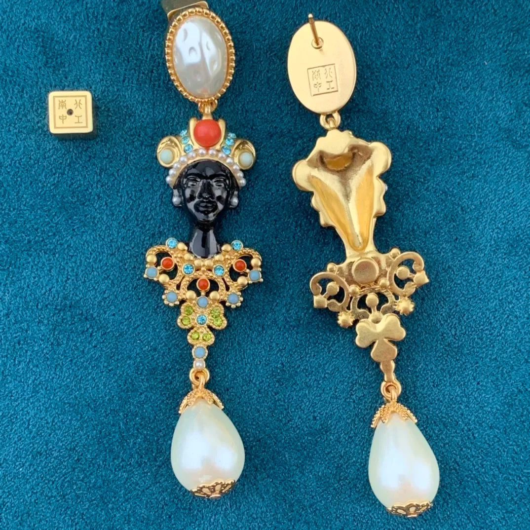 Vintage Pearl Medieval Stud Earrings for Women