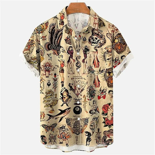 Men's Hawaiian Shirts: Retro Mermaid Print Summer