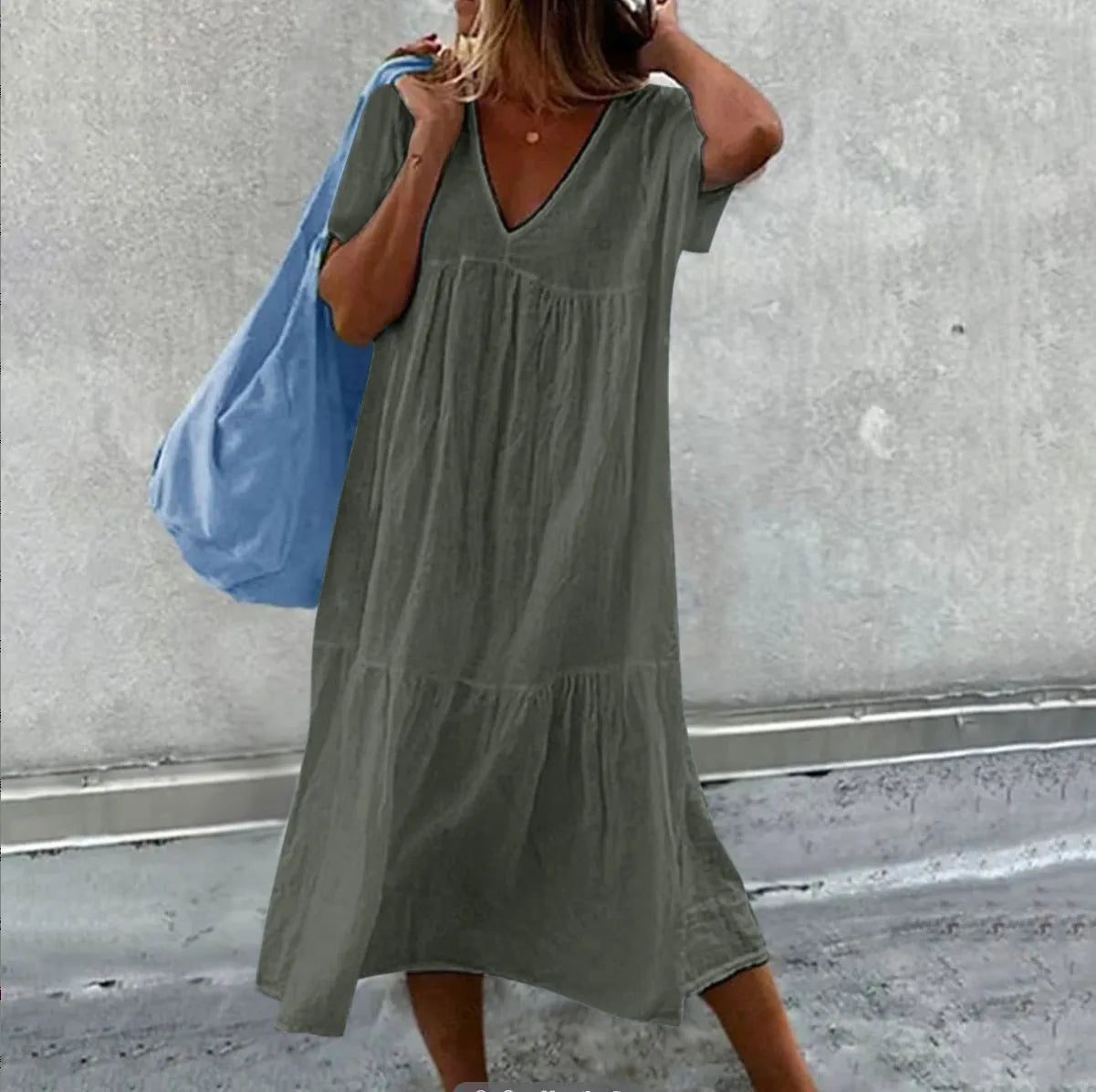 Chic Cotton Linen Midi Dresses for Women