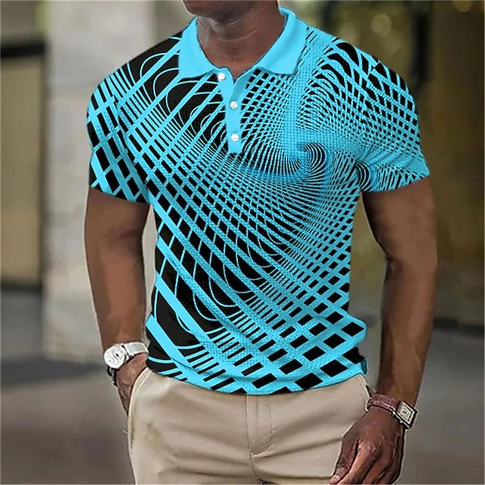 Men's 3D Print Golf Polo Shirt
