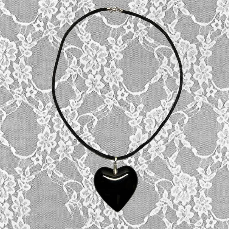Vintage Y2K Red Heart Necklace for Women