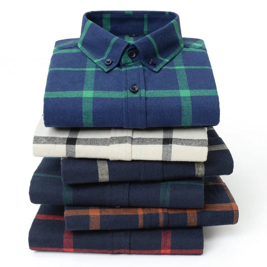 Men's Red Checkered Flannel Shirt Long Sleeve