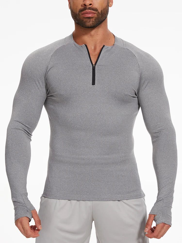 Men's Thermal Long Sleeve Zipper T-Shirt