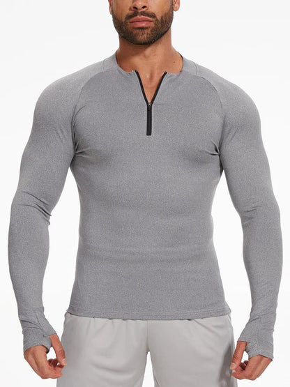 Men's Thermal Long Sleeve Zipper T-Shirt