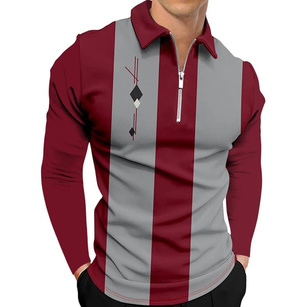 Men's Casual Stripe Polo Golf Shirts