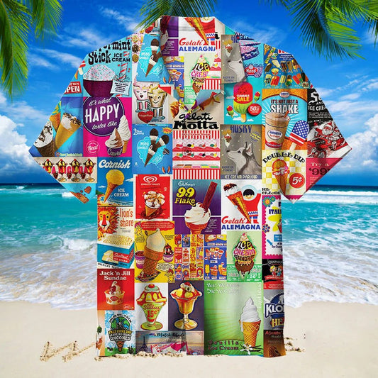 Men's Hawaiian Shirt Summer Ice Cream Design