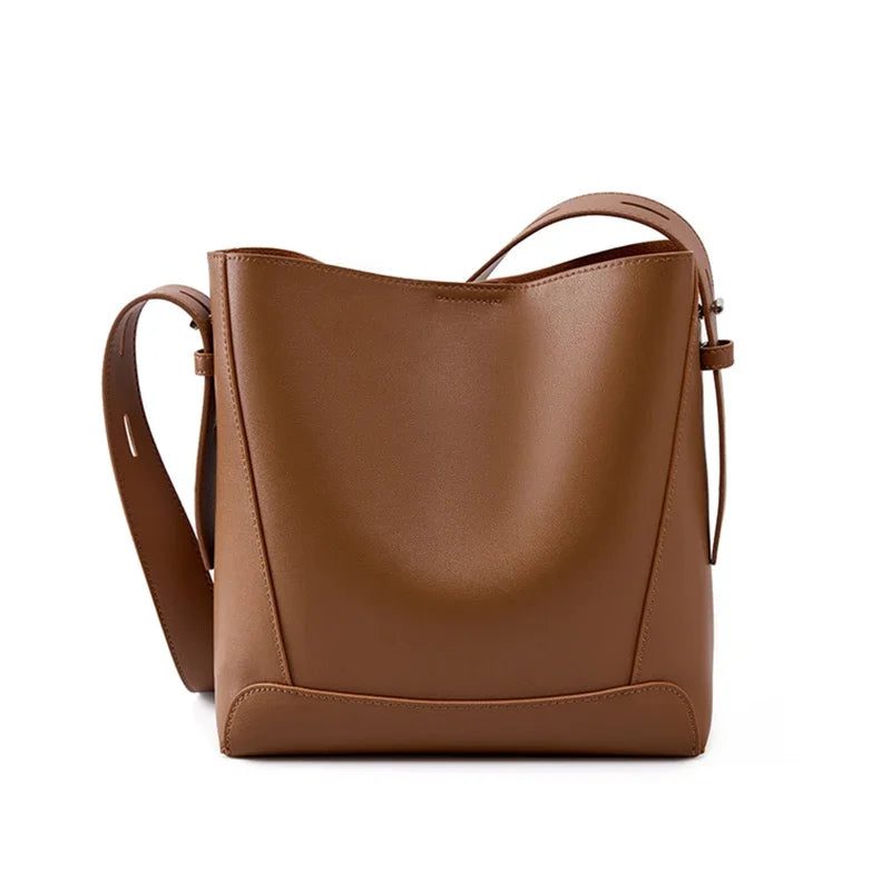 Vintage Leather Bucket Crossbody Handbags for Women