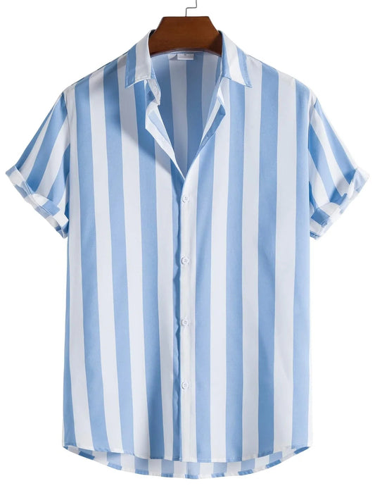 Men's Casual Hawaiian Shirts with 3D Stripes