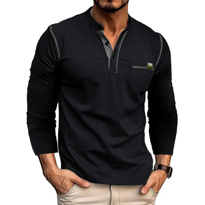 Men's Long Sleeve Pocket Henley T-Shirts 2024