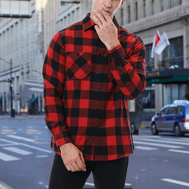 2023 Men's Casual Plaid Flannel Shirt