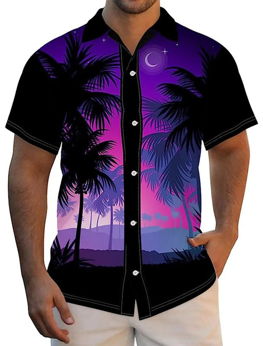 Men's Hawaiian Shirt with Palm Tree Prints