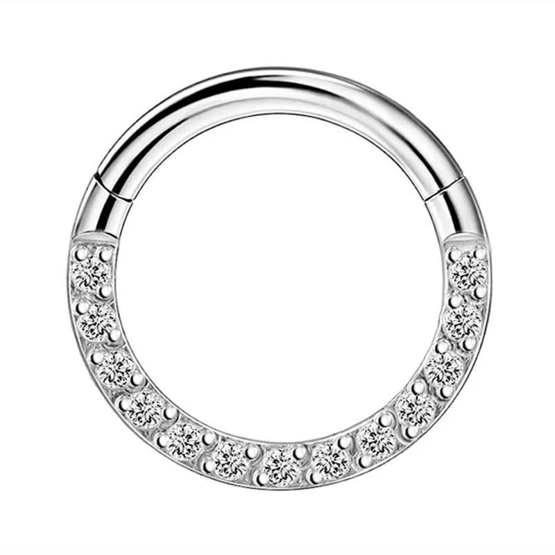 Crystal Septum Hoop Clicker Nose Ring Jewelry