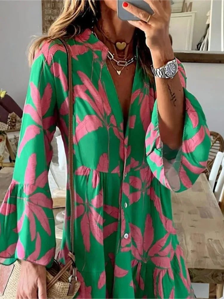 Elegant V-neck Boho Dresses for Women