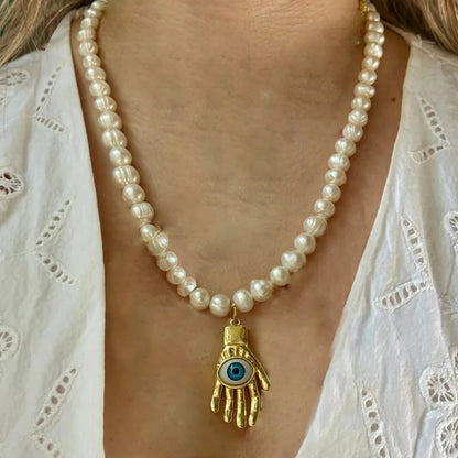 Chunky Cherry Pendant Necklace with Pearls