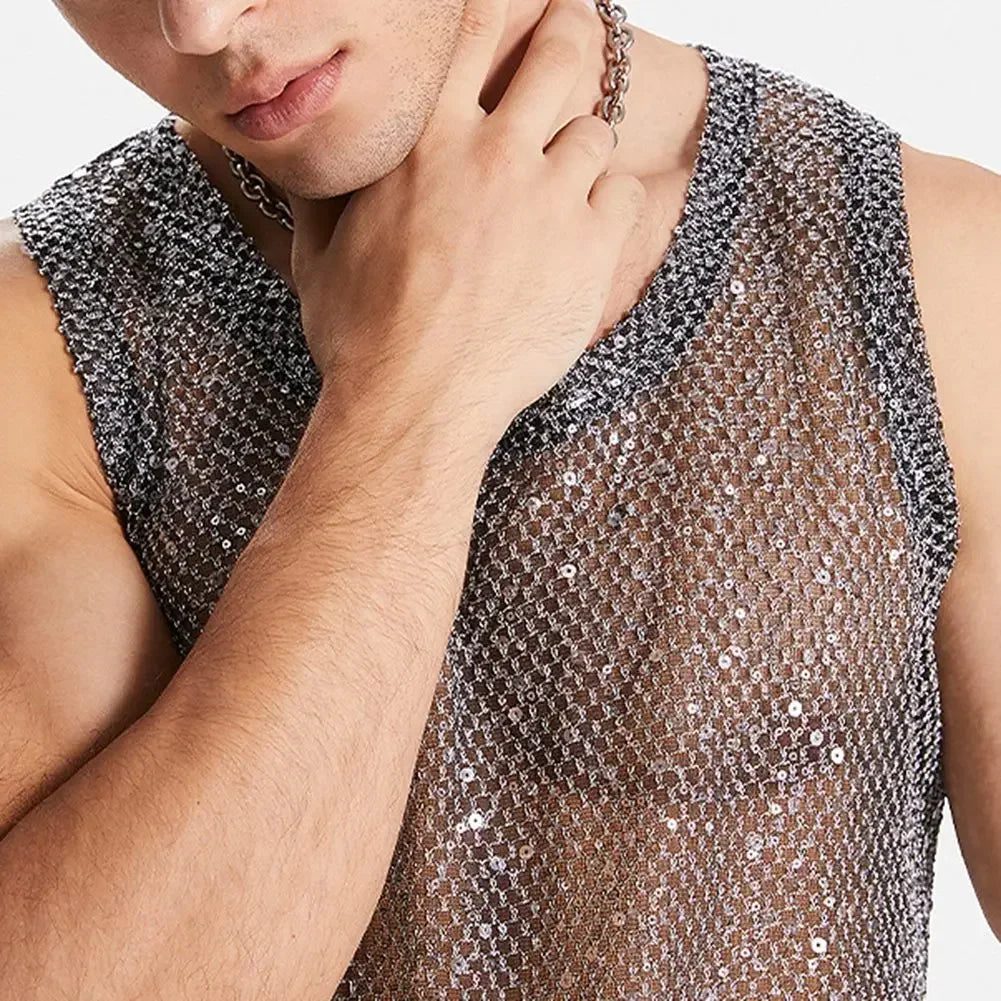 Men's Sexy Mesh Tank Top for Parties