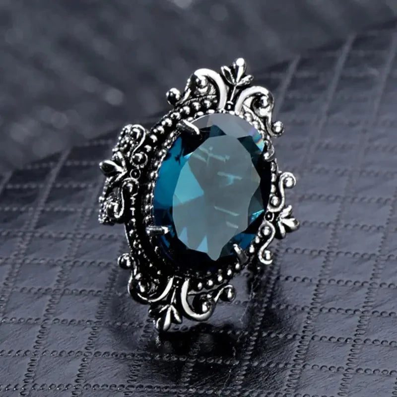 Vintage Oval Blue CZ Women’s Rings